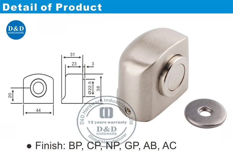 Satin Nickel Small Magnetic Door Stop Made by Chinese Factory