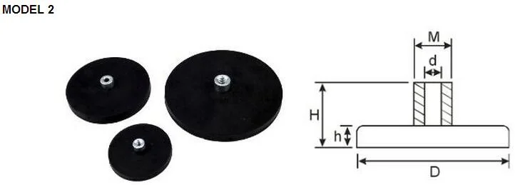 D22/66/88 Rubber Coated Neodymium Pot Magnets